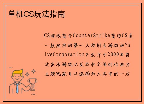 单机CS玩法指南